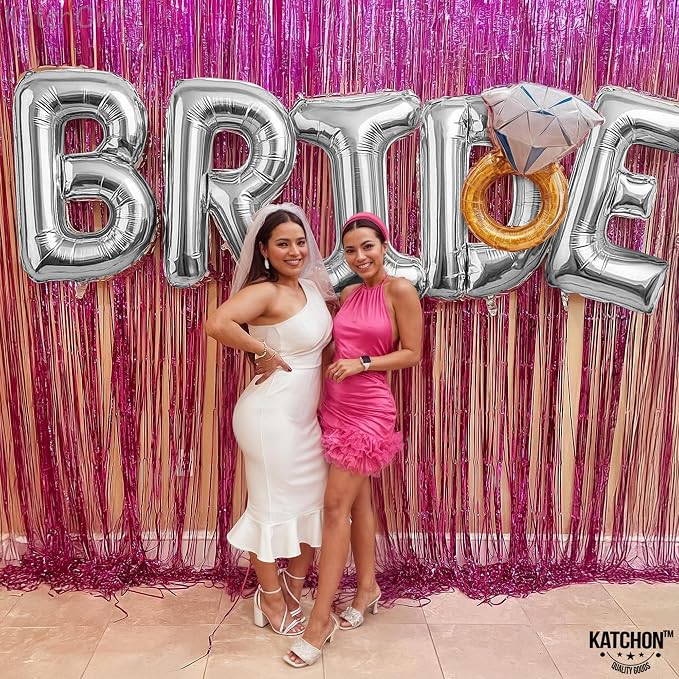 KatchOn Silver Bride Balloons 40 Inch, Bachelorette Party Decorations | Silver - Image 6