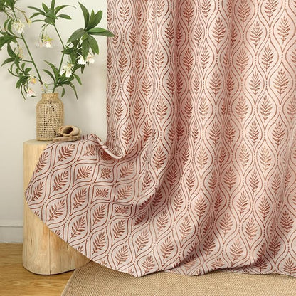 BGment Terracotta Leaf Jacquard Curtains 72 Inches Long - Image 6