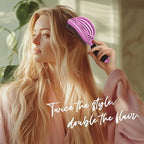 NuWay 4HAIR DoubleC U.S. Patented Double Curved Detangling Brush is Hair Dryer Safe (Rose Pink)