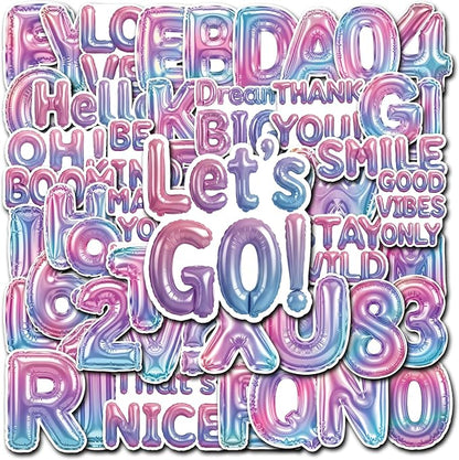 50 Pcs Balloon Letter Stickers Cute Alphabet Vinyl Decal Custom Phrase Sticker by Unknown