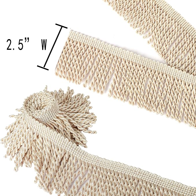 BEL AVENIR Bullion Fringe Trim Curtain Fringes 5 Yard x 2.5 Inches Sewing | - Image 3