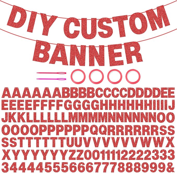 146 PCS DIY Glitter Letter Banner Kit, A-Z Letters & Numbers, Customizable by EWOID