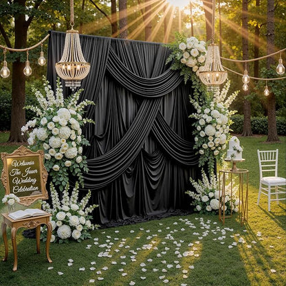Black Wrinkle Free Black Backdrop Curtains - Image 8