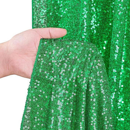 Green Sequin Curtains Backdrop 6 Pcs 2FTx8FT Shiny Shimmer Fabric | Glitter - Image 5