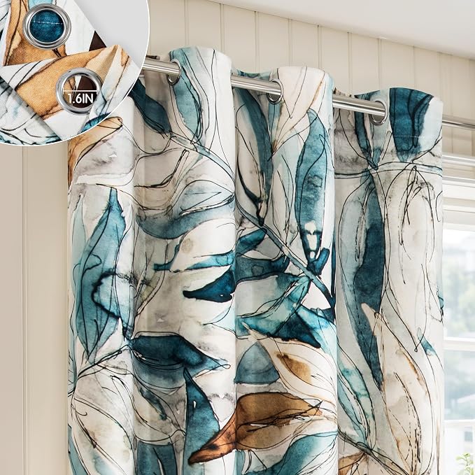SUBRTEX Blackout Curtains 52Wx108L, Room Darkening Floral Curtains, Thermal - Image 8