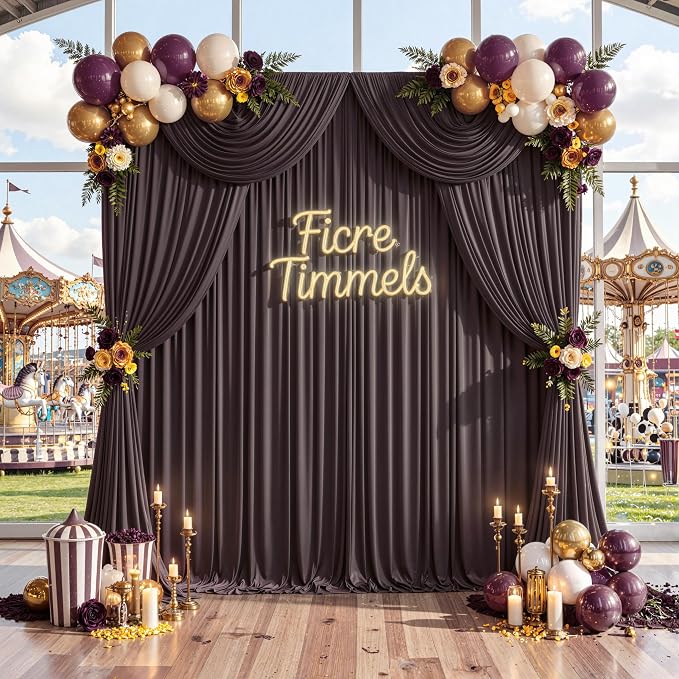 30 ft x 10 ft Wrinkle Free Brown Backdrop Curtain - Image 7