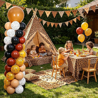Cheetah Print Balloon Column Stand Kit of 2, Nude Balloon Tower, Jungle Party - Image 7