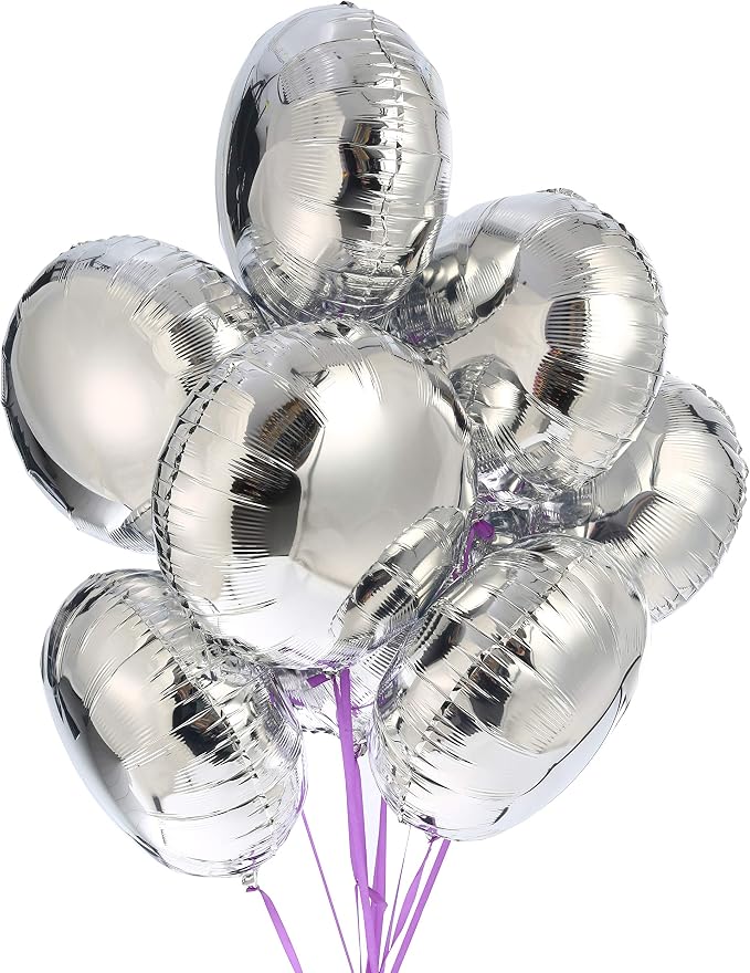 18" Silver Round Shaped Foil Balloons Mylar Helium Balloons - Image 2