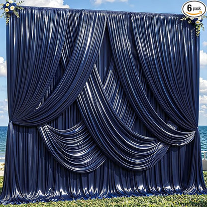 30x10ft Navy Blue Glitter Backdrop Curtain by Partisky