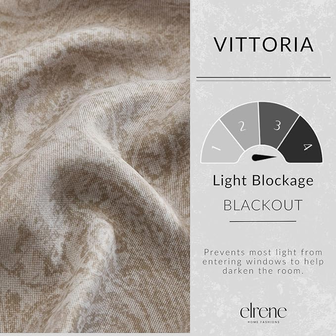 Threadmade Vittoria Paisley Printed Blackout Curtain Panel, Natural - Image 3