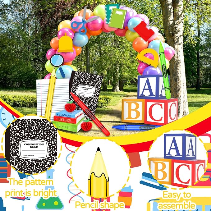 21 Pcs Back to School Balloons Box Sets Include ABC Balloons Box Pencil Crayon - Image 3