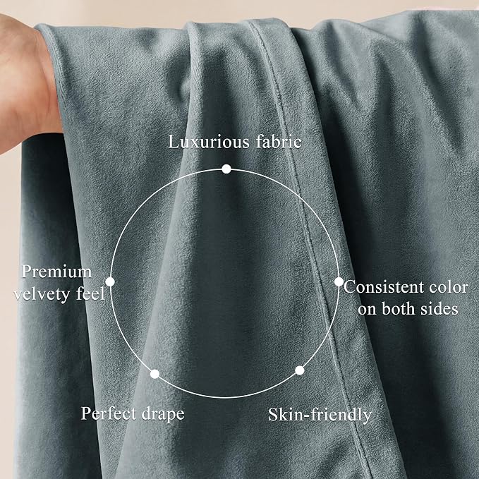 Stone Blue Velvet Drapes Back Tab - Image 4