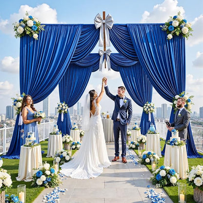 50ft x 12ft Wrinkle Free Royal Blue Backdrop Curtains - Image 7