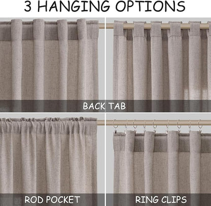 Brownish Grey Linen Curtains 96 Inches Long - Image 2