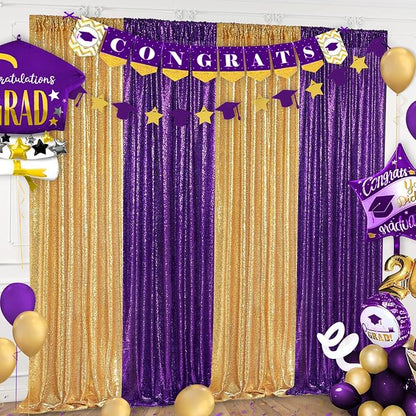 Gold Sequin Backdrop Curtains 2 Panels 2FTx8FT Glitter Gold Photo Backdrop | - Image 6