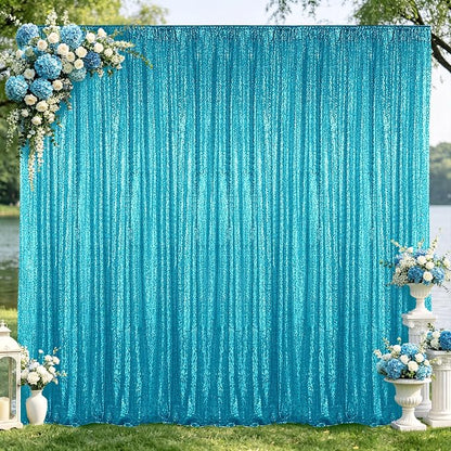 Hahuho Turquoise Sequin Backdrop Curtain, Party Decoration（1 Panels, 4FT x 8FT by Hahuho