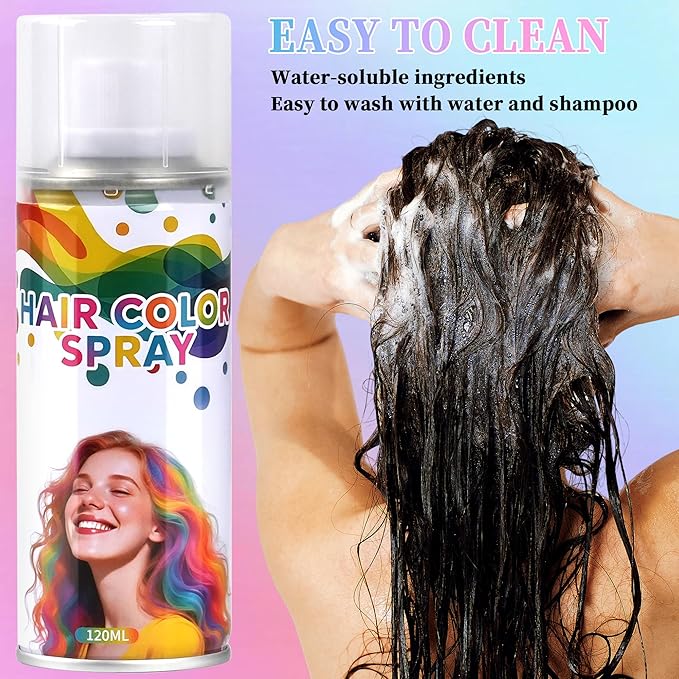 Pink hair spray,Hair spray temporary for Women Kids Men, Washable Temporary Hair Dye Spray，Spray hair color Non-Sticky，For Christmas Party, Halloween Crazy Hair Day,Cosplay Party (Pink, 4.06 oz)