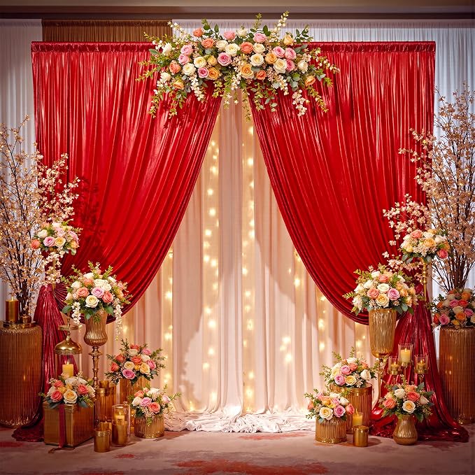 40x10ft Shimmer Red Sequin Backdrop Curtain - Image 3