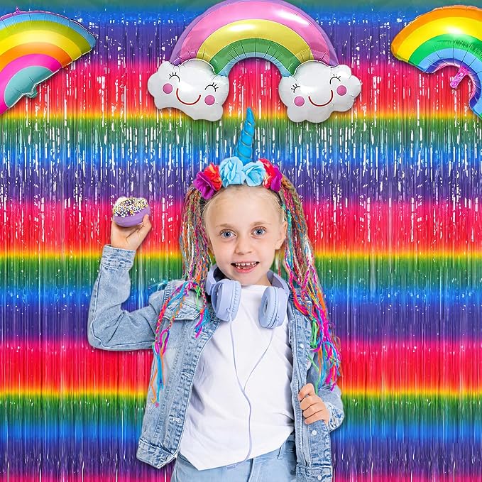 Gradient Colorful Party Streamers Backdrop Decorations - Image 3