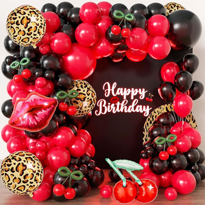 110pcs Red and Black Balloon Garland Arch Kit by Jenlion