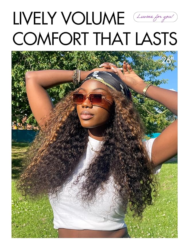 LUVME HAIR 7x6 HD Lace All-Day Comfort Wig PartingMax Lace Wigs Water Wave Curly Lace Front Wigs Human Hair Pre Cut Plucked Lace Frontal Glueless 22 Inches Hlighlight Color