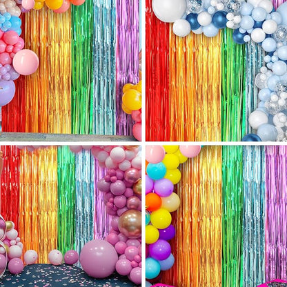 Crosize 2 Pack Rainbow Party Streamers Backdrop, 3.3 x 9.9 ft | Tinsel Foil - Image 6