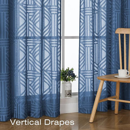 Simplebrand Dusty Blue Semi Sheer Curtains 96 Inches Long 2 Panels, Light - Image 5