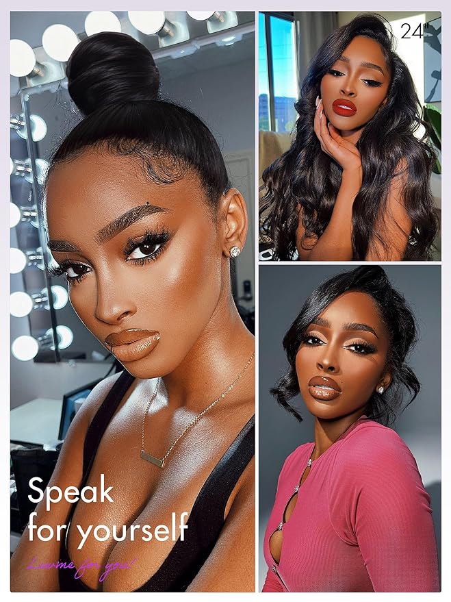 LUVME HAIR 24'' Loose Body Wave 360 Lace Frontal Wigs Human Hair Lace Glueless Human Hair Wig Pre Plucked Long Black Body Wave Wig