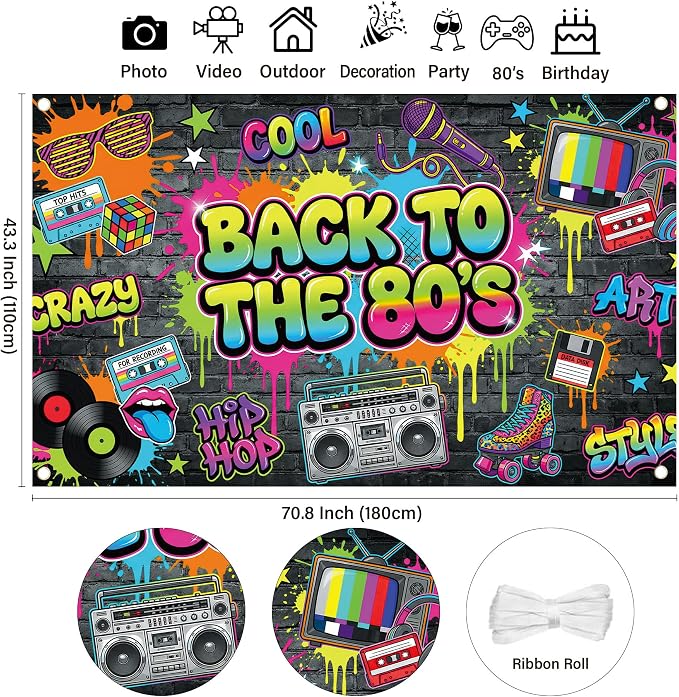 Back to The 80's Backdrop Decorations - Image 3