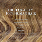 GOO GOO Clip in Hair Extensions Real Human Hair, Remy Human Hair Extensions Clip ins for Women, Natural Human Hair, 16inch 70g 2Pcs, #4/27/4 Balayage Chocolate Brown to Caramel Blonde