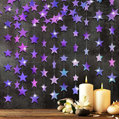 Patelai 130 ft Star Garland Banner Decor, Holographic Purple by Patelai