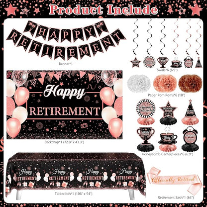 Retirement Party Decorations for Women, Retirement Balloons, Sash Hanging Swirls - Image 2