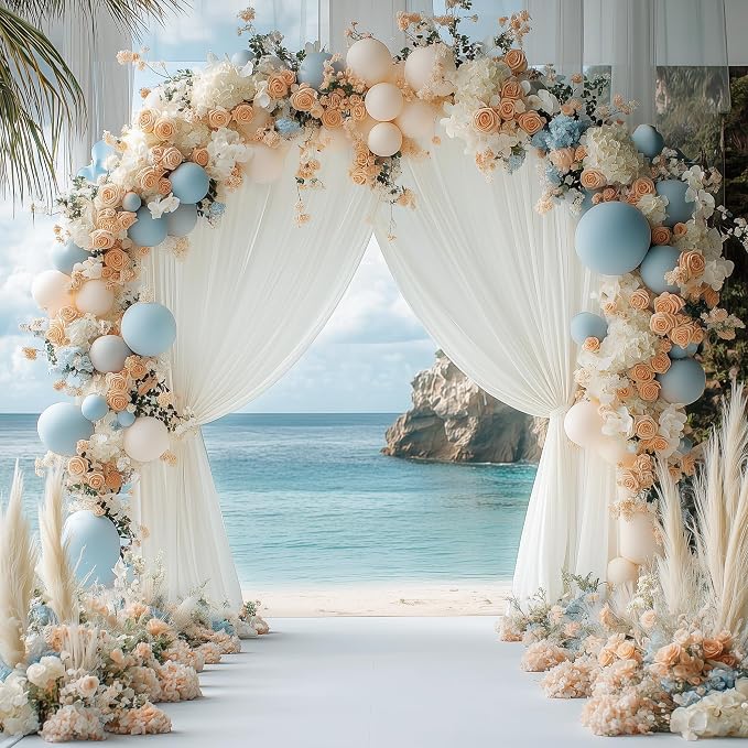 Ivory Backdrop Curtain for Wedding Parties Backdrop Drapes 10x10FT | Wrinkle - Image 6