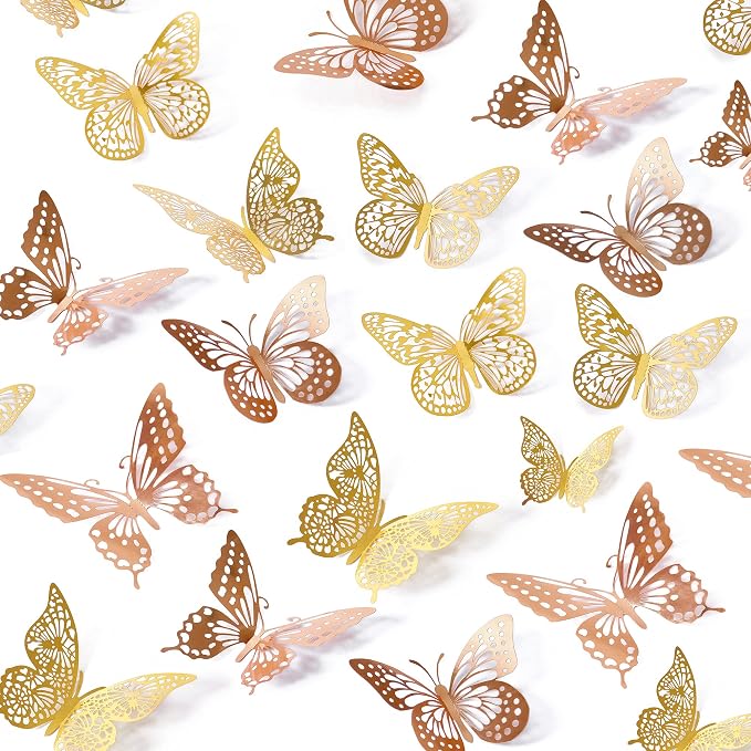 SAOROPEB 3D Butterfly Wall Decor, Removable Metallic Wall Sticker Room Mural by SAOROPEB