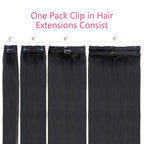 EasiContour Clip in Hair Extensions Real Human Hair Clip ins For Women 100% Unprocessed Brazilian Virgin Hair Straight Clip on Hair Extensions 8pcs With 18 Clips 120g(12inch,#1B)