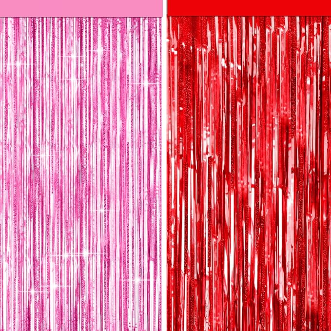 4 Packs Pink and Red Foil Fringe Curtain, Baby Shower, Princess Bachelorette - Image 8