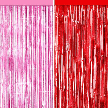 4 Packs Pink and Red Foil Fringe Curtain, Baby Shower, Princess Bachelorette - Image 8