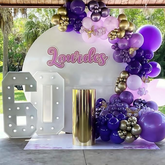 Purple and Gold Balloons, 12 Inch 35PCS Dark Pastel Purple Lavender Balloons - Image 4