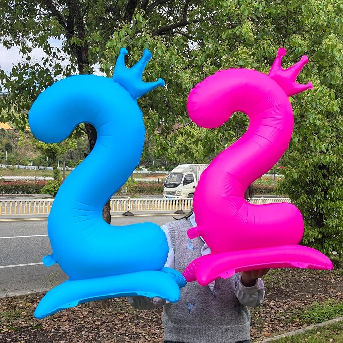 Fluorescent Pink Crown Number 2 Foil Balloon Neon Glow In The Dark Balloon | - Image 6