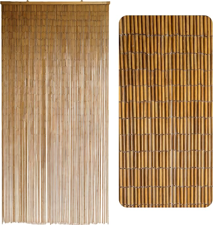 Natural Bamboo Beaded Curtain for Doorway 35.4" x 78.7" | 90-strand bead curtain by VIETBUDDECOR