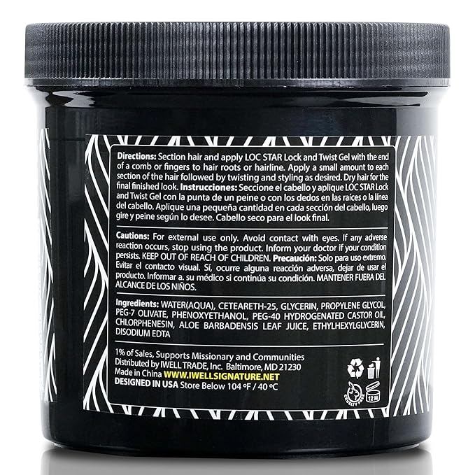 Loc Star Braid & Loc Gel, 30 fl oz | Extreme Hold for Braids, Locs, Twists, Cornrows & Edges | Smooths & Tames Frizz | No Heavy Residue | Long-Lasting | With Aloe Vera