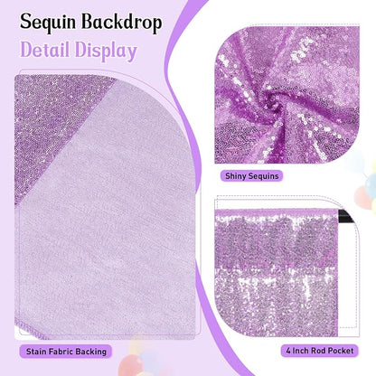 SquarePie 8x10ft Lavender Sequin Backdrop, High Density Non-Transparent Glitter - Image 2