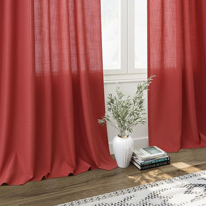 Christmas Red Linen Curtains 90 Inches Long - Image 5