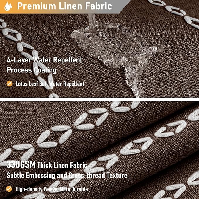72x84 Long Boho Farmhouse Linen Heavy Duty Shower Curtain Set, 330GSM Linen - Image 4
