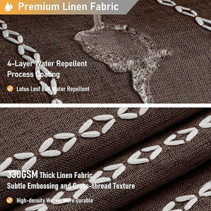 72x84 Long Boho Farmhouse Linen Heavy Duty Shower Curtain Set, 330GSM Linen - Image 4