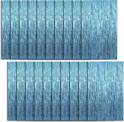 20 Pack Foil Curtain Backdrop Blue Metallic Tinsel Foil Fringe Curtains Photo by KEJ