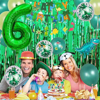 LilyZheng Large Dinosaur Balloon Number 6, 40 Inch Dark Green Foil Balloon - Image 7