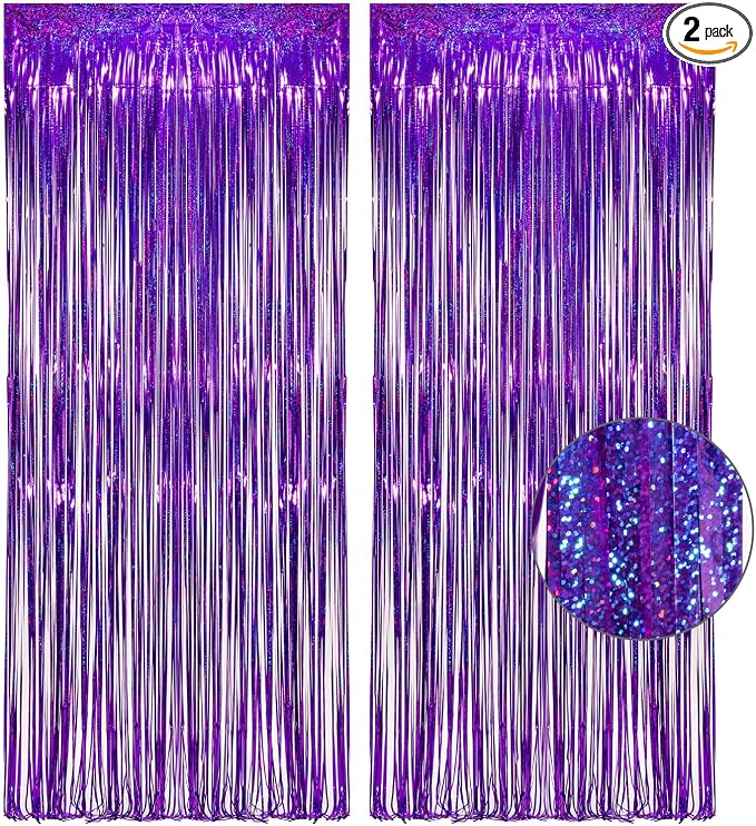 Purple Tinsel Curtain Party Backdrop by GREATRIL