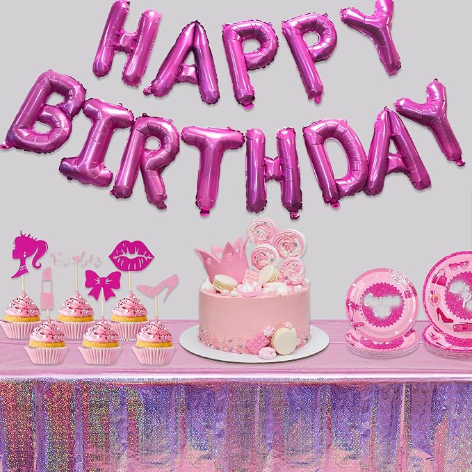 Rose Pink Happy Birthdays Banner - Image 3