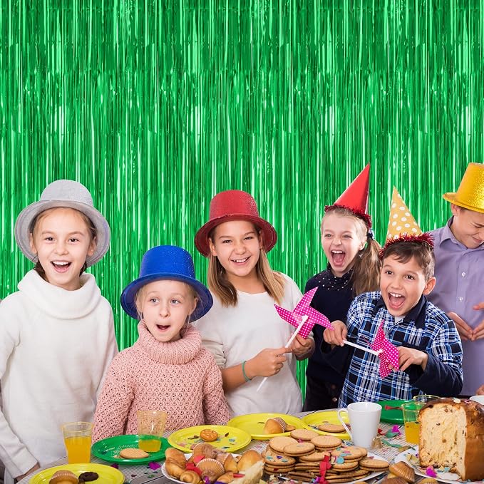ZATAYE 2 Pack Green Foil Curtain Backdrop Birthday Party Decorations | Green - Image 5